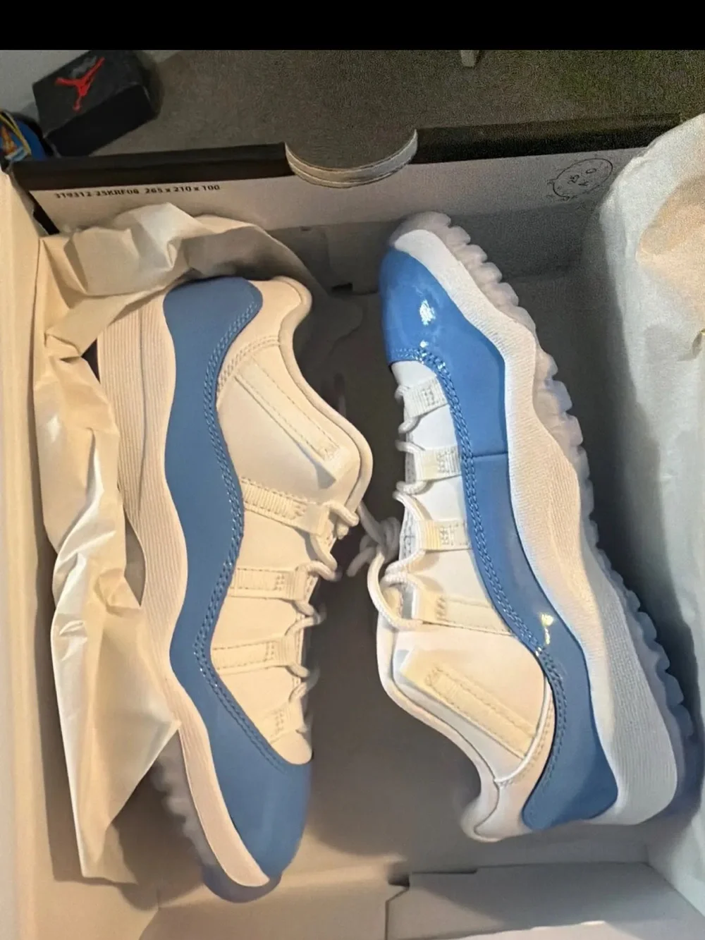 Jordan 11 retro low Kids Sneakers White and Light Blue